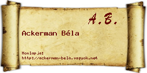 Ackerman Béla névjegykártya