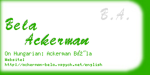 bela ackerman business card